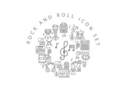 Rock and roll icon set design on white background. vector