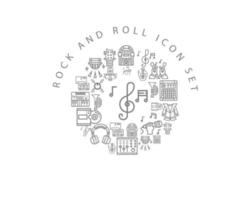 diseño de conjunto de iconos de rock and roll sobre fondo blanco. vector