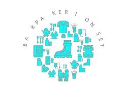 Backpacker icon set design on white background. vector