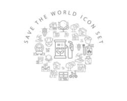 Save the world icon set design on white background vector