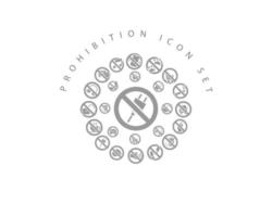 Prohibition icon set design on white background vector