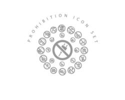 diseño de conjunto de iconos de prohibición sobre fondo blanco vector