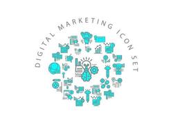 Digital Marketing icon set design on white background vector