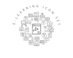 diseño de conjunto de iconos de e-learning sobre fondo blanco. vector