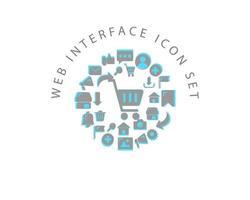 Web interface icon set design on white background. vector