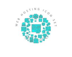 Web hosting icon set design on white background. vector