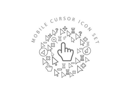 diseño de conjunto de iconos de cursor móvil sobre fondo blanco. vector