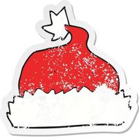 retro distressed sticker of a cartoon santa hat vector