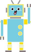 flat color retro cartoon robot vector