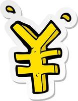 sticker of a cartoon yen symbol vector