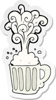 sticker of a cartoon exploding beer vector