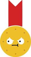 flat color retro cartoon gold medal vector