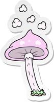 sticker of a cartoon mushroom vector