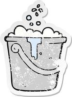 retro distressed sticker of a cartoon cleaning bucket vector