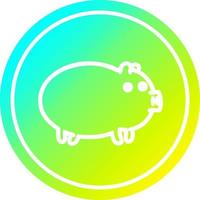 fat pig circular in cold gradient spectrum vector