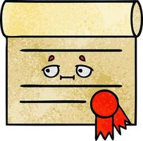 retro grunge texture cartoon certificate vector