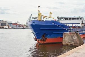 Close up of cargo ship in the port photo