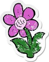 retro distressed sticker of a cartoon flower vector