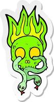 sticker of a cartoon skull with snakes vector