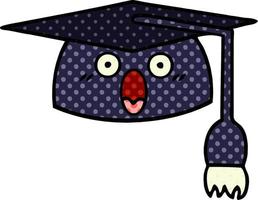 sombrero de graduación de dibujos animados de estilo cómic vector