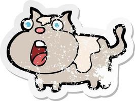 retro distressed sticker of a cartoon shocked cat vector