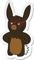 pegatina de un conejo de dibujos animados con gafas vector