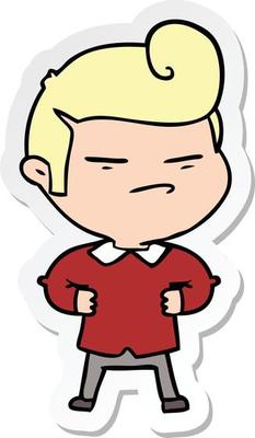 sticker of a cartoon cool guy with fashion hair cut