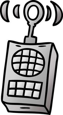 gradient cartoon doodle of a walkie talkie