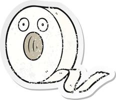 distressed sticker of a cartoon tape vector