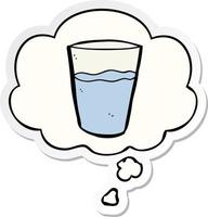 cartoon glass of water and thought bubble as a printed sticker vector