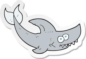 sticker of a cartoon shark vector