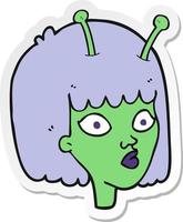 sticker of a cartoon female alien vector