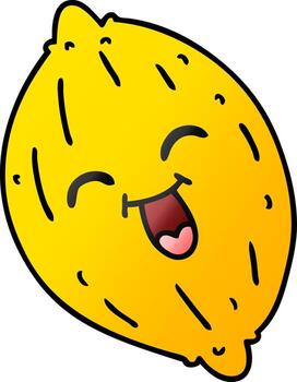 gradient cartoon of a happy lemon vector