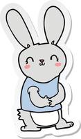 sticker of a cute cartoon rabbit vector