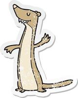 distressed sticker of a cartoon weasel vector