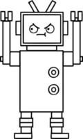 line drawing cartoon robot vector