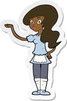 sticker of a cartoon waitress vector