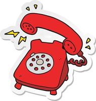 sticker of a cartoon ringing telephone vector