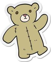 sticker of a cartoon teddy bear vector