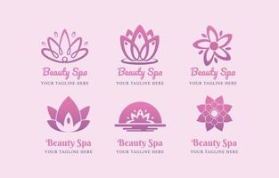 conjunto de logotipo de spa rosa de belleza vector