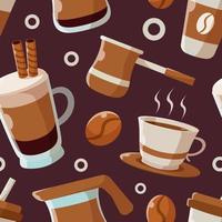 Cute Flat Coffee and Beverages Seamless vector