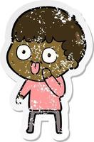 distressed sticker of a cartoon man staring vector