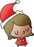 christmas gradient cartoon of kawaii girl vector