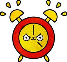 retro grunge texture cartoon alarm clock vector