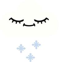 flat color retro cartoon snow cloud vector