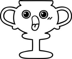 line drawing cartoon trophy vector