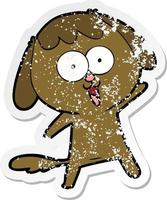 distressed sticker of a cute cartoon dog vector