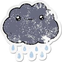 distressed sticker of a cartoon cloud vector
