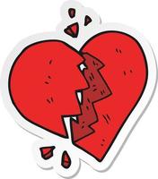 sticker of a cartoon broken heart vector