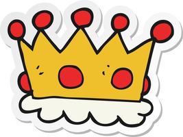 sticker of a cartoon crown vector